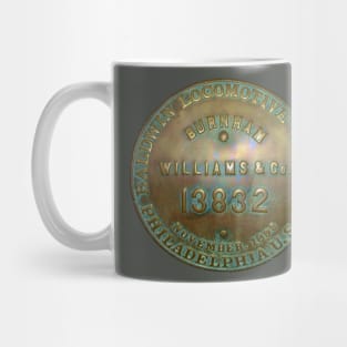 A bronze engine name plate Mug